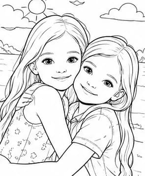 The same photo as a coloring page