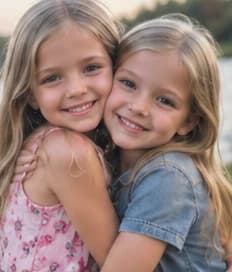 Example photo: two sisters hugging